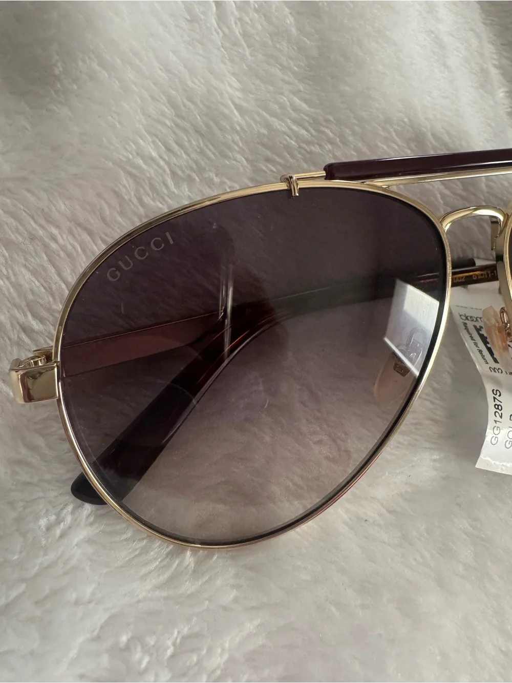 Gucci Gold Metal Aviator Sunglasses with Dark Lenses